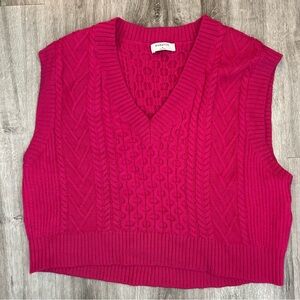 Babaton 100% Merino Wool Fuschia Pink Sweater Knit Top Tank Size Medium